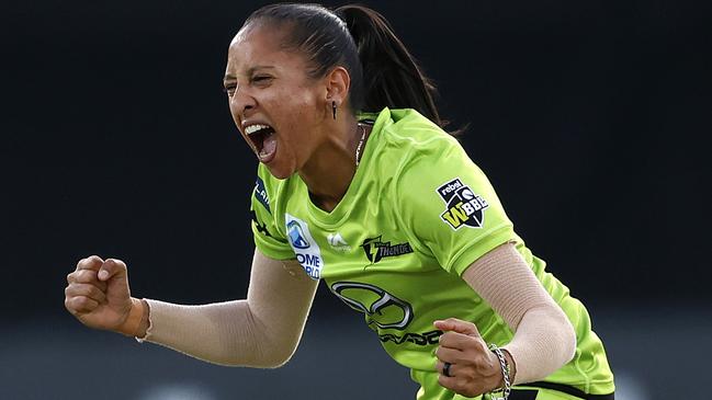 Shabnim Ismail was the gamebreaker for the Thunder, snaring the Stars’ best bats in Villani and Lanning. Picture: Phil Hillyard