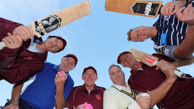 Masters cricket is exploding on the Coast. Training at Mudgeeraba Cricket Club are from left to right Gary Lovett, Phil Hopgood, John Guiver, Wayne Lee, David Russell, Steve Baker. Picture Glenn Hampson