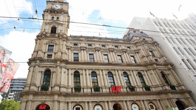 H & M’s flagship Australian store in the GPO Building on Melbourne’s Bourke St. Picture: Graham Denholm/Getty Images.