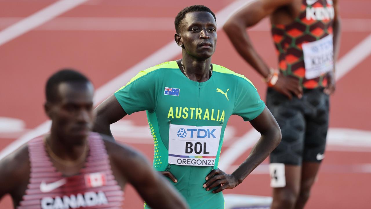 Peter Bol of Team Australia looks on prior to competing in the Men's 800m Final on day nine of the World Athletics Championships Oregon22 at Hayward Field on July 23, 2022 in Eugene, Oregon. (Photo by Andy Lyons/Getty Images for World Athletics)
