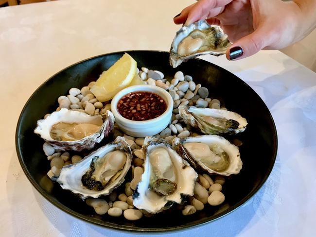 The Sydney rock oysters at Lucio’s. Picture: Jenifer Jagielski 