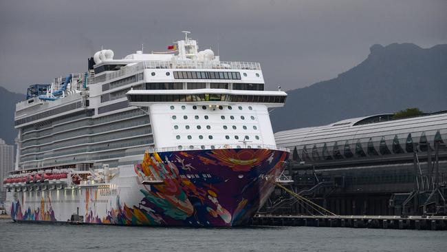 The World Dream cruise ship, docked at the Kai Tak cruise terminal in Hong Kong.