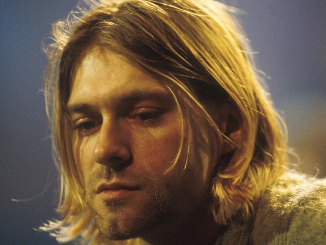 Close-up of Kurt Cobain (1967 - 1994) performing with Nirvana on MTV Unplugged at Sony Studios in New York City, November 18, 1993. (Photo by Frank Micelotta/Getty Images)