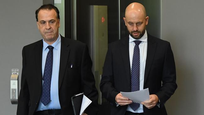 ARLC Chairman Peter V'landys and NRL CEO Todd Greenberg tasked Pearce with leading the project which will decide when and how rugby league can resume. Picture: AAP Image/Joel Carrett