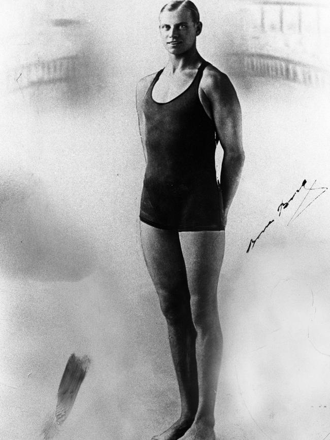 Olympic swimmer Arne Borg wearing the first Speedo outfit in the 1920s. Source: Supplied