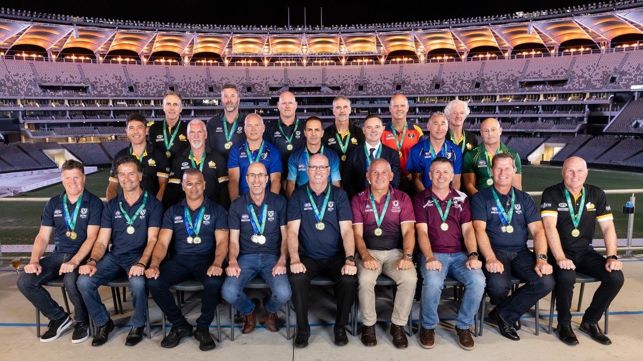 The Men's 55s All-Australian team following the 2024 AFL Masters National Carnival in Fremantle. Picture: AFL Masters