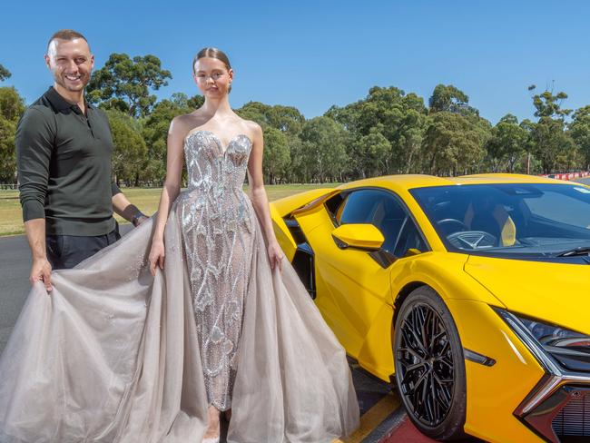 The latest Lamborghini in Victoria Park with Paul Vasileff and Talulla ahead of the Motorsport Fest's luxury Club Zagame. Pictured on 20th Feb 2025. Picture: Ben Clark