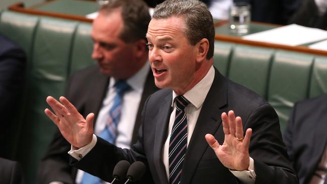 Education Minister Christopher Pyne in Question Time in the House of Representatives Chamber, Parliament House in Canberra.