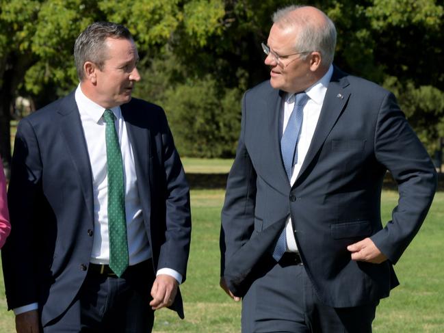 WA Premier Mark McGowan met with Prime Minister Scott Morrison on Thursday. Picture: NCA NewsWire/Sharon Smith