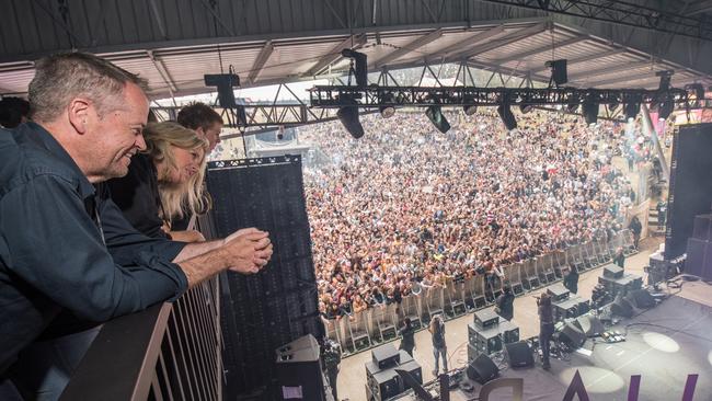 Bill Shorten and partner Chloe at the Falls Festival on December 31.