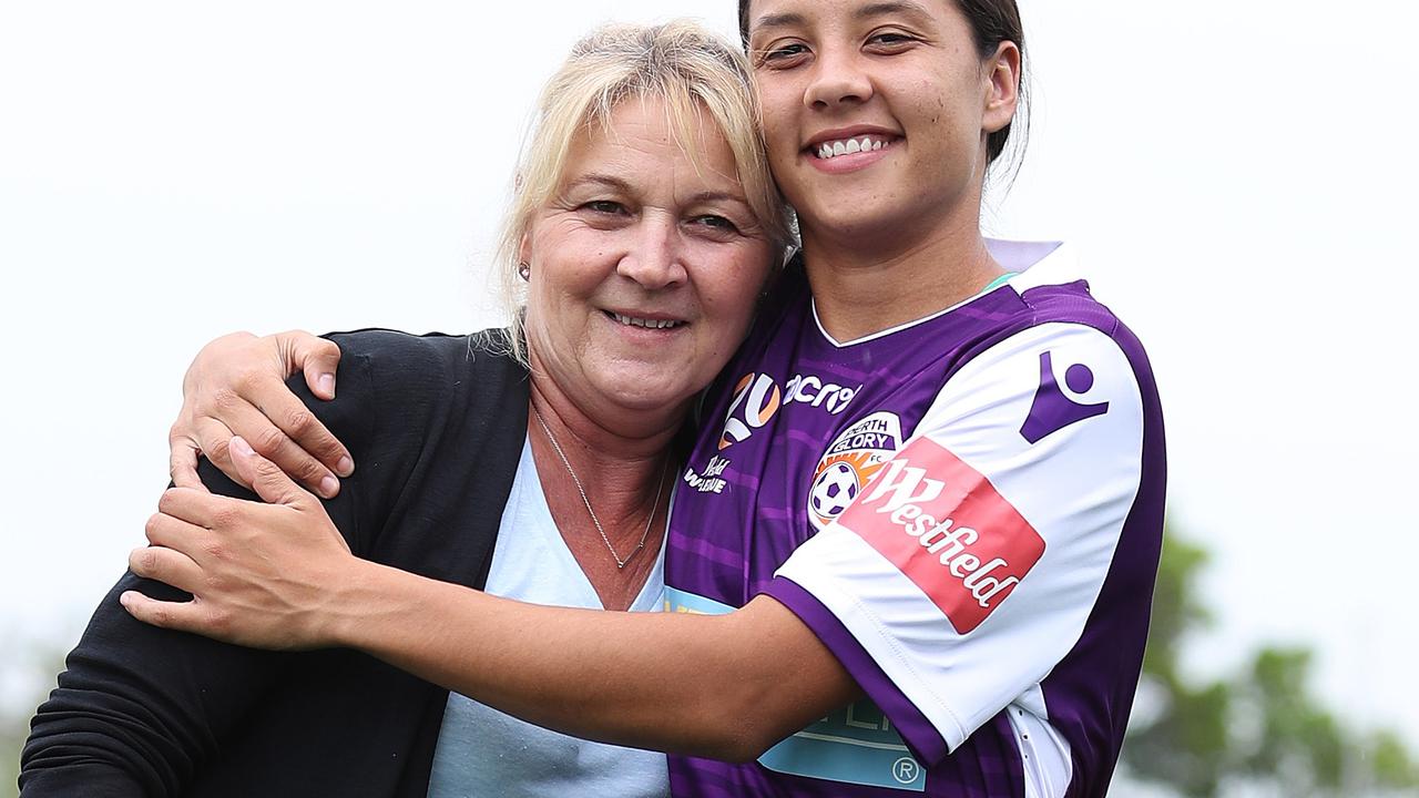 Sam Kerr with her mother Roxanne. Picture: Brett Costello