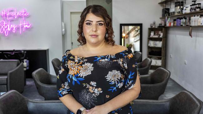 Elizabeth Stillisano in her hairdressing salon in Perth. Picture: Colin Murty