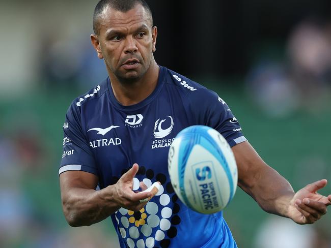 PERTH, AUSTRALIA - MAY 18: Kurtley Beale of the Force warms up before the round 13 Super Rugby Pacific match between Western Force and NSW Waratahs at HBF Park, on May 18, 2024, in Perth, Australia. (Photo by Paul Kane/Getty Images)