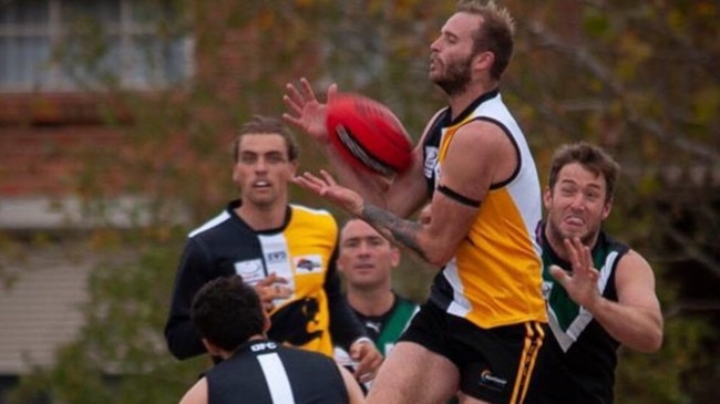 Ben Slattery goes up for a mark. Picture: John Stapleton