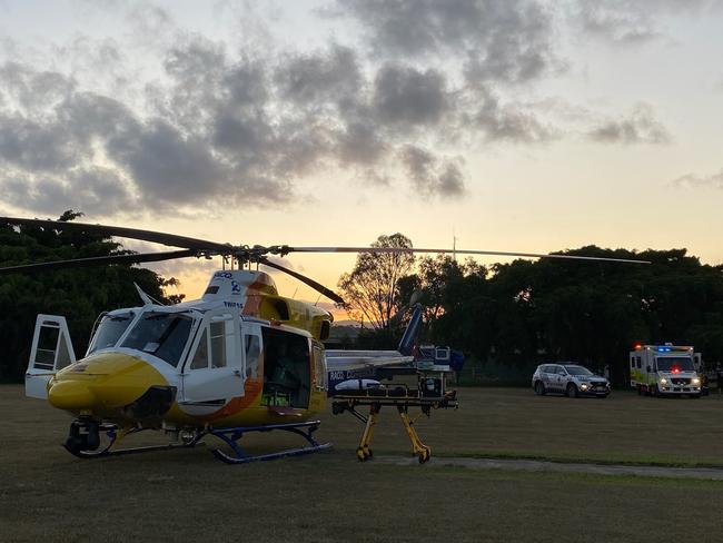 The RACQ CQ Rescue helicopter at Carmila. Picture: RACQ CQ Rescue