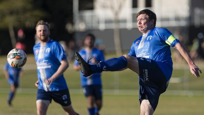 Rockville Rovers captain Brendan Willmot in the FQ Darling Downs FQPL Men President's Cup. Picture: Kevin Farmer