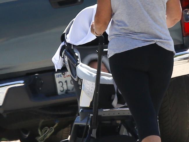 Sharon Bingle seen pushing baby Rocket Zot in Malibu, CA.