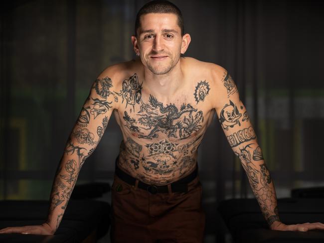 Castagna says there are things he has learned from footy that have helped him in tattooing. Picture: Tony Gough
