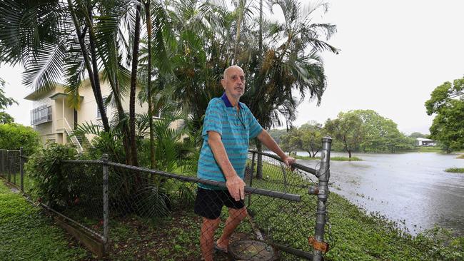 Brian Murphy watches the river rises very closely at Pimlico as Townsville residents endure another day of heavy rain and threats of catastrophic flooding. Pics Adam Head