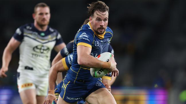 Clint Gutherson on the charge for Parra. (Photo by Mark Metcalfe/Getty Images)