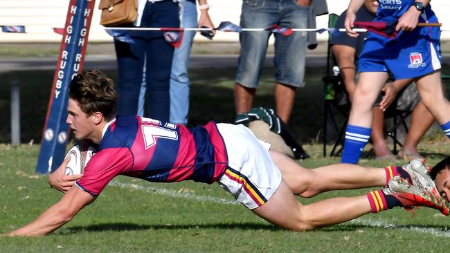 BSHS player Jackson Connolly scores the last and winning try. Picture, John Gass