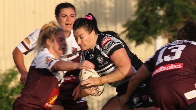 Seagulls prop CJ Sims takes a hit-up during her side’s win over Burleigh in April. Picture: Mike Batterham