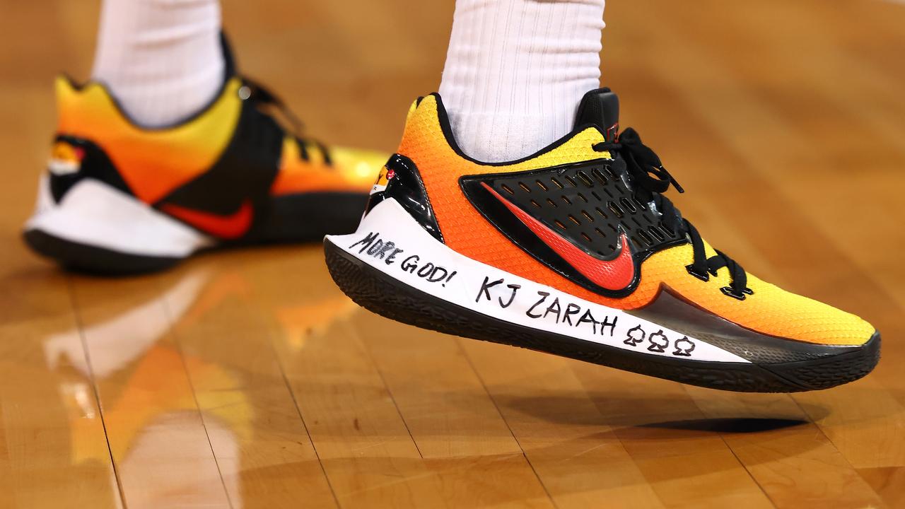 Messages of faith and family on Keifer Sykes’ sneakers Picture: Getty Images