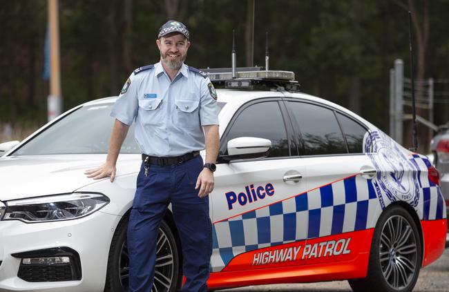 Senior Constable Jonathan Wright, who had his right foot amputated as a result of the crash, returned to work last year. Picture: Justin Lloyd.