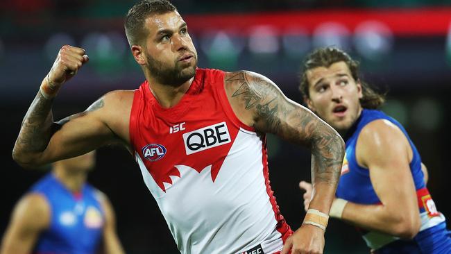 Lance Franklin finished with three goals and five behinds. Picture: Phil Hillyard