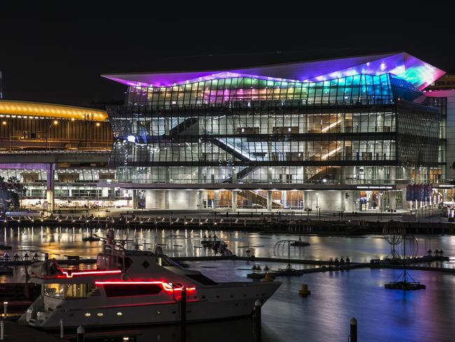 The International Convention Centre lit up for Vivid.