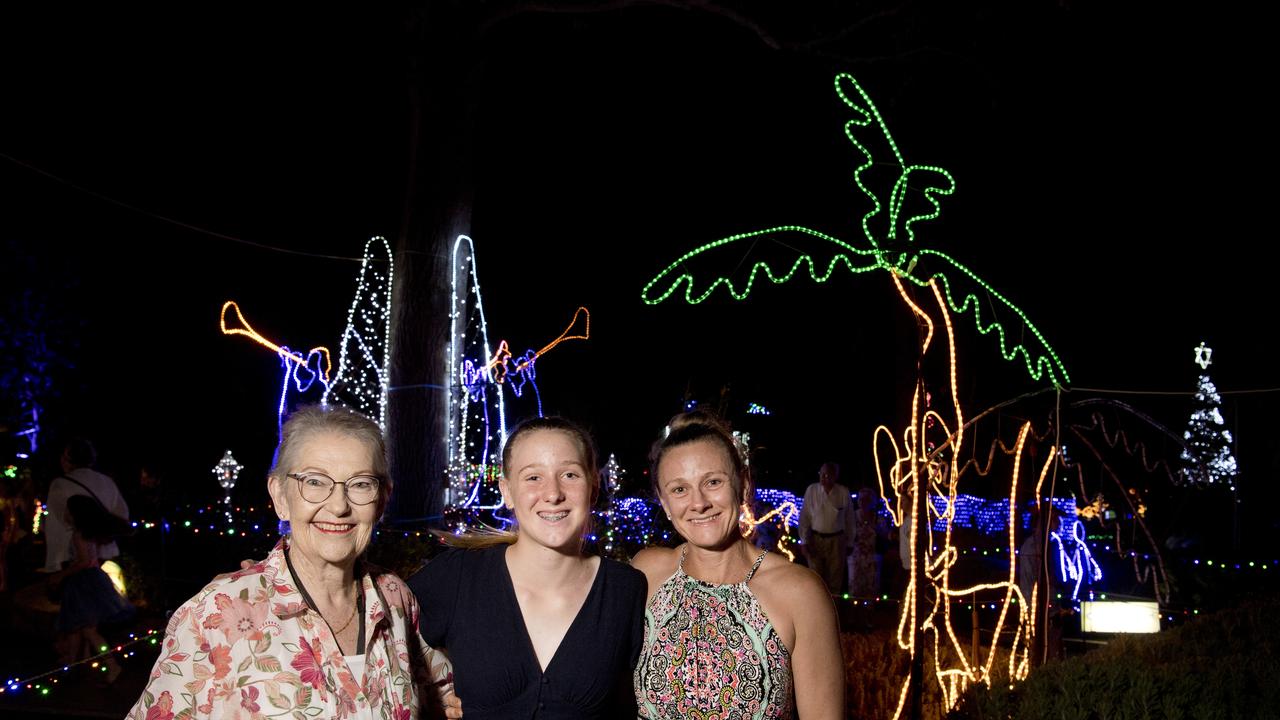 (From left) Karolyn Bruce, Lily Monteret and Tamara Monteret. Christmas Wonderland at the Botanical Gardens, Queens Park. Picture: Nev Madsen. Saturday 7th Dec, 2019