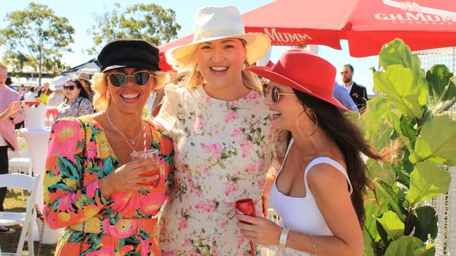 POP UP POLO BUNDABERG 2021: Sarsha Watson, Johanna Dobson and Ruby Mills enjoying their day at the polo.