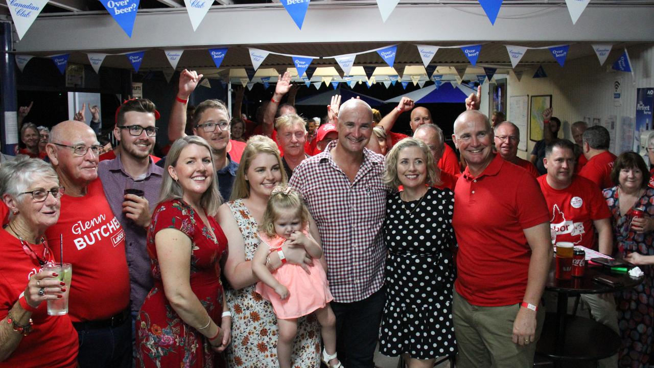 Re-elected Member for Gladstone Glenn Butcher celebrates securing his third consecutive term in Queensland parliament with family, friends and supporters at the Gladstone Yacht Club. Picture: Rodney Stevens