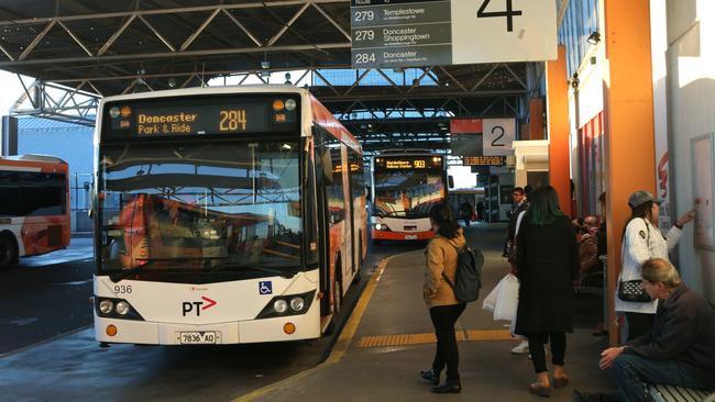 Box Hill train station for story on a government report as to a possible upgrade of the station and bus interchange. Bus interchange. Wednesday, July12. 2017. Picture: David Crosling