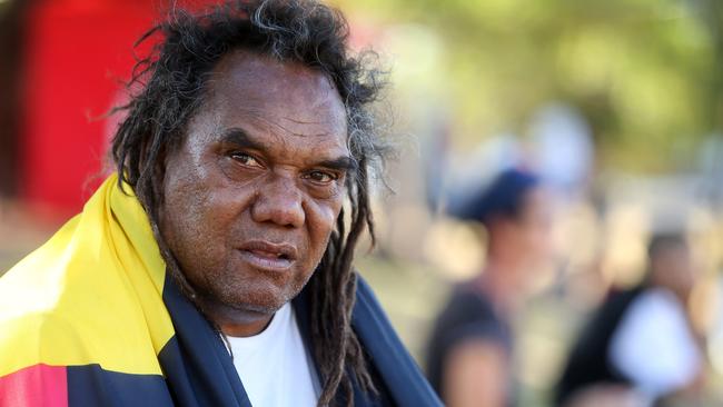 Wayne Wharton at the indigenous protest ahead of G20 at Musgrave Park in South Brisbane in 2014. Picture: Tara Croser.