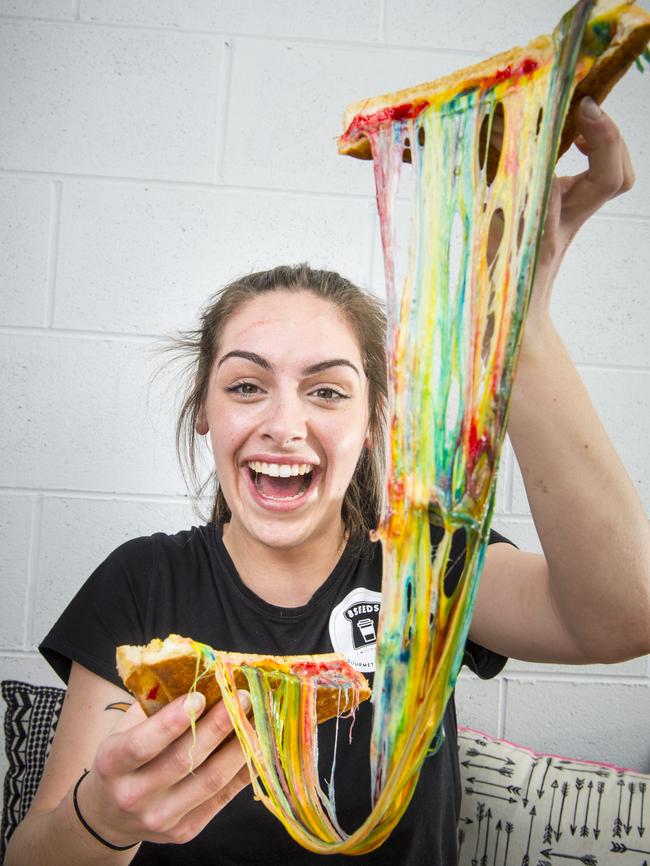 Toastie maker Natasha Condo at Eight Seeds Gourmet Toastie Bar. Picture: Eugene Hyland