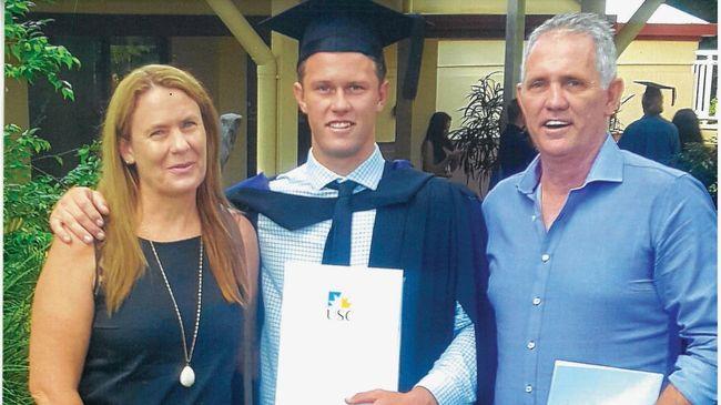 PROUD: Steve and Julie Mabb with their son, Jacob, at his University of the Sunshine Coast graduation ceremony.