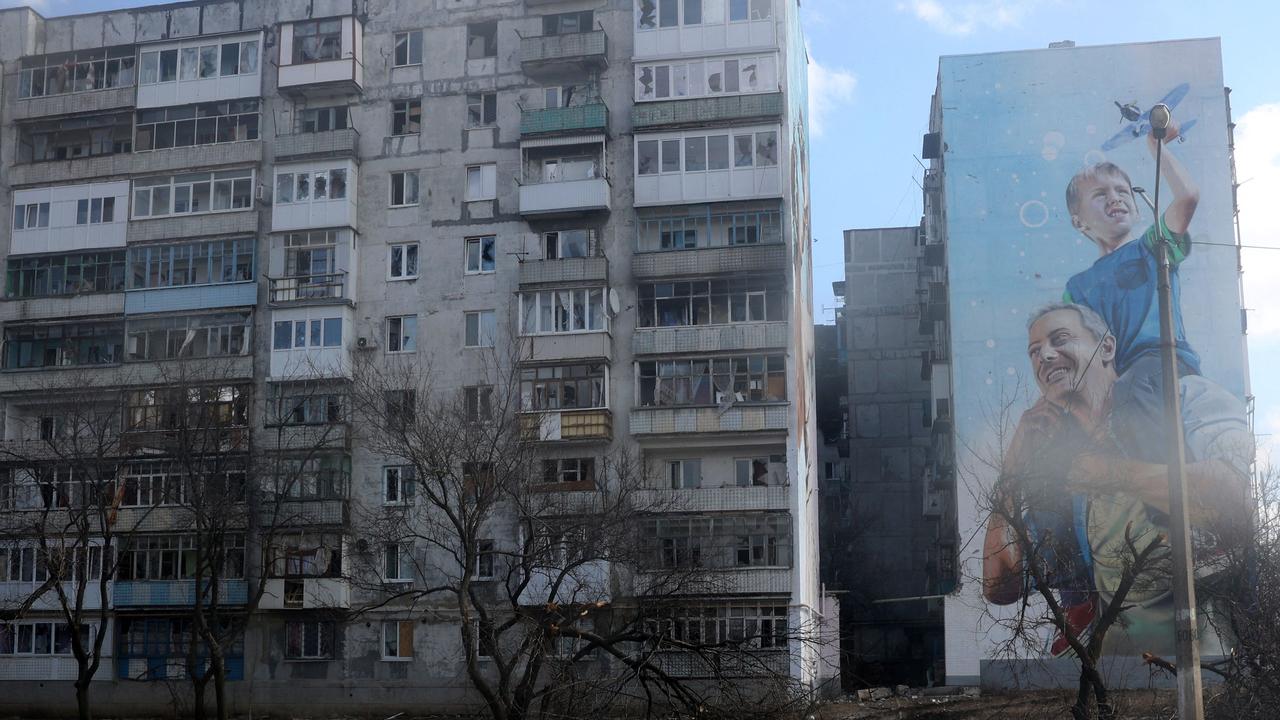 Buildings in the town of Bakhmut, in the Donetsk region. Picture: Anatolii Stepanov/AFP