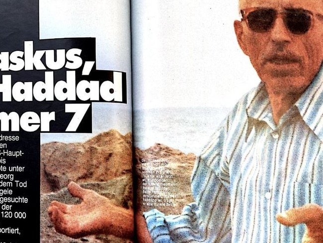 In 1985, Alois Brunner told the German magazine Bunte that Israel would never capture him but two Mossad letter bombs had cost him four fingers and an eye. Picture: Bunte.de/The Times