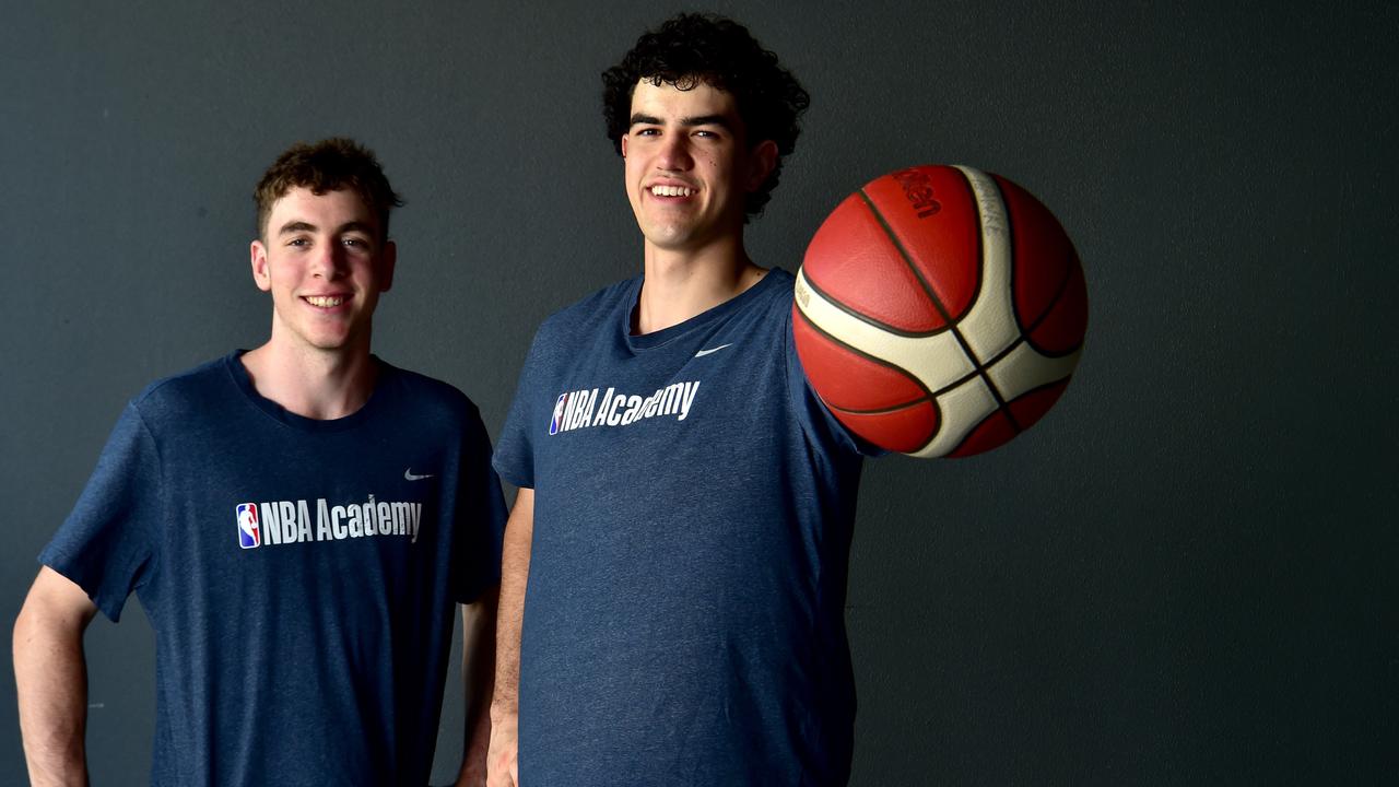 Rory Hawke and Luca Yates have both returned from Canberra from the Basketball Centre of Excellence and the NBA Global Academy respectively. Picture: Evan Morgan