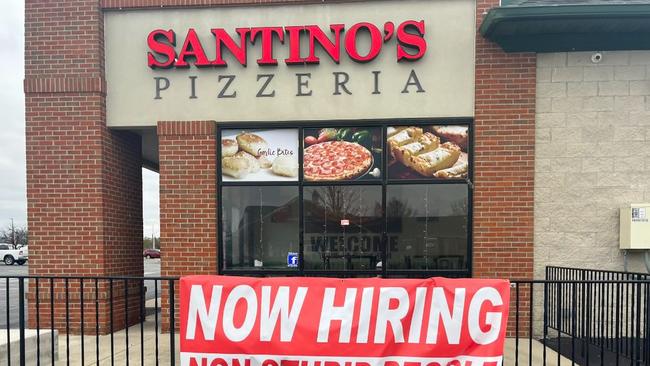 Santino's Pizzeria in Columbus, Ohio, is making waves for its blunt help-wanted sign. Picture: Twitter