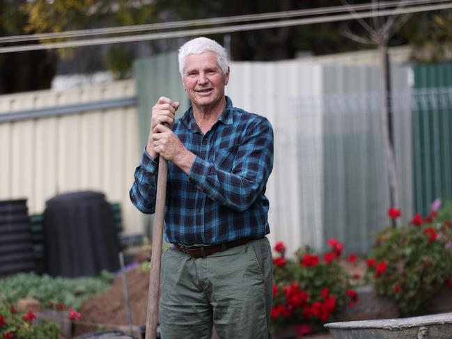 Retired Muswellbrook resident Stephen Thatcher in his backyard. Stephen is “pretty keen” for nuclear energy. Picture: Jane Dempster/Daily Telegraph.