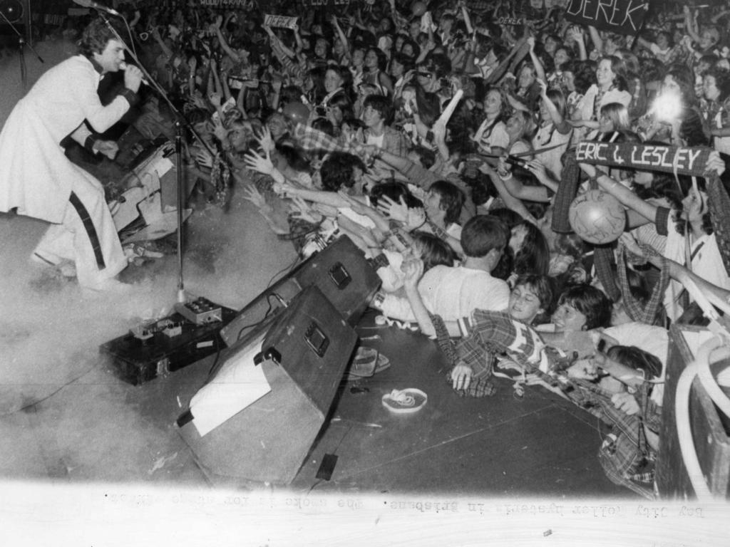  Shrieking fans greeted Bay City Rollers at Festival Hall in 1977. 