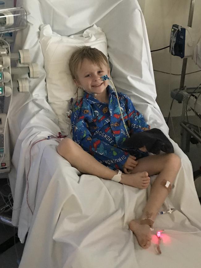 The now five-year-old spent a lot of time in hospital.