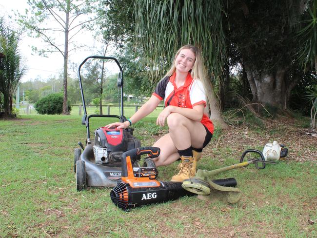 Brianna Mackenzie, 18, launched a business in yard work so she could earn money while studying at uni.