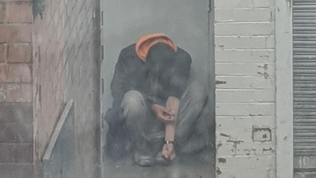 A man injecting himself in Boyd Lane, Dandenong. Picture: Supplied