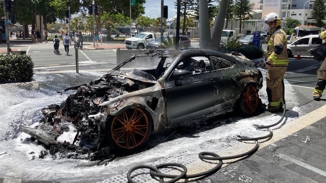 Car fire on Ferny Ave in Surfers Paradise