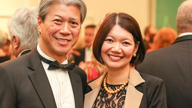 SA Liberal MP Jing Lee and her husband businessman Eddie Lieu at the Adelaide Festival Centre in 2016.