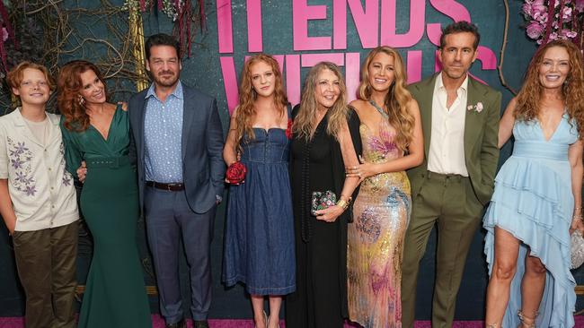 Bart (third from left) and Blake’s family supported her at the It Ends With Us New York premiere last August. Picture: John Nacion/Variety via Getty Images