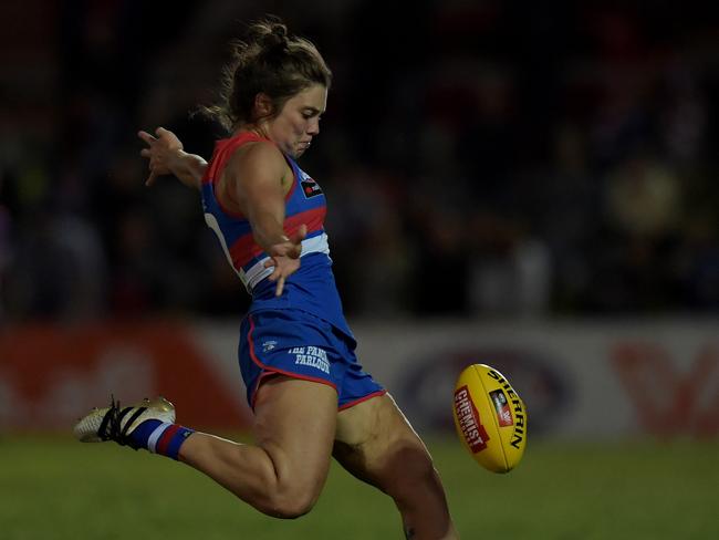 Ellie Blackburn stood up for the Bulldogs. Picture: AAP